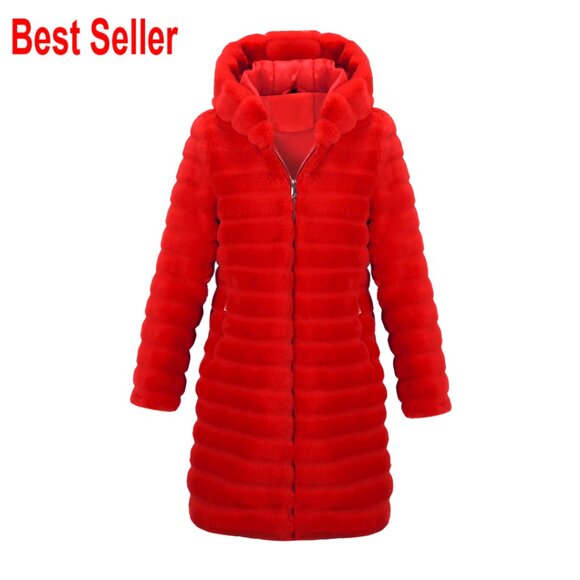 Long Faux Fur Coat Hooded Oversized Jacket Warm Winter Overcoat